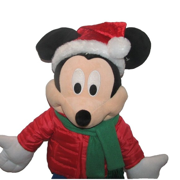 Disney Mickey Mouse Red Winter Coat Santa Hat Christmas Holiday Greeter 20" - Picture 3 of 3
